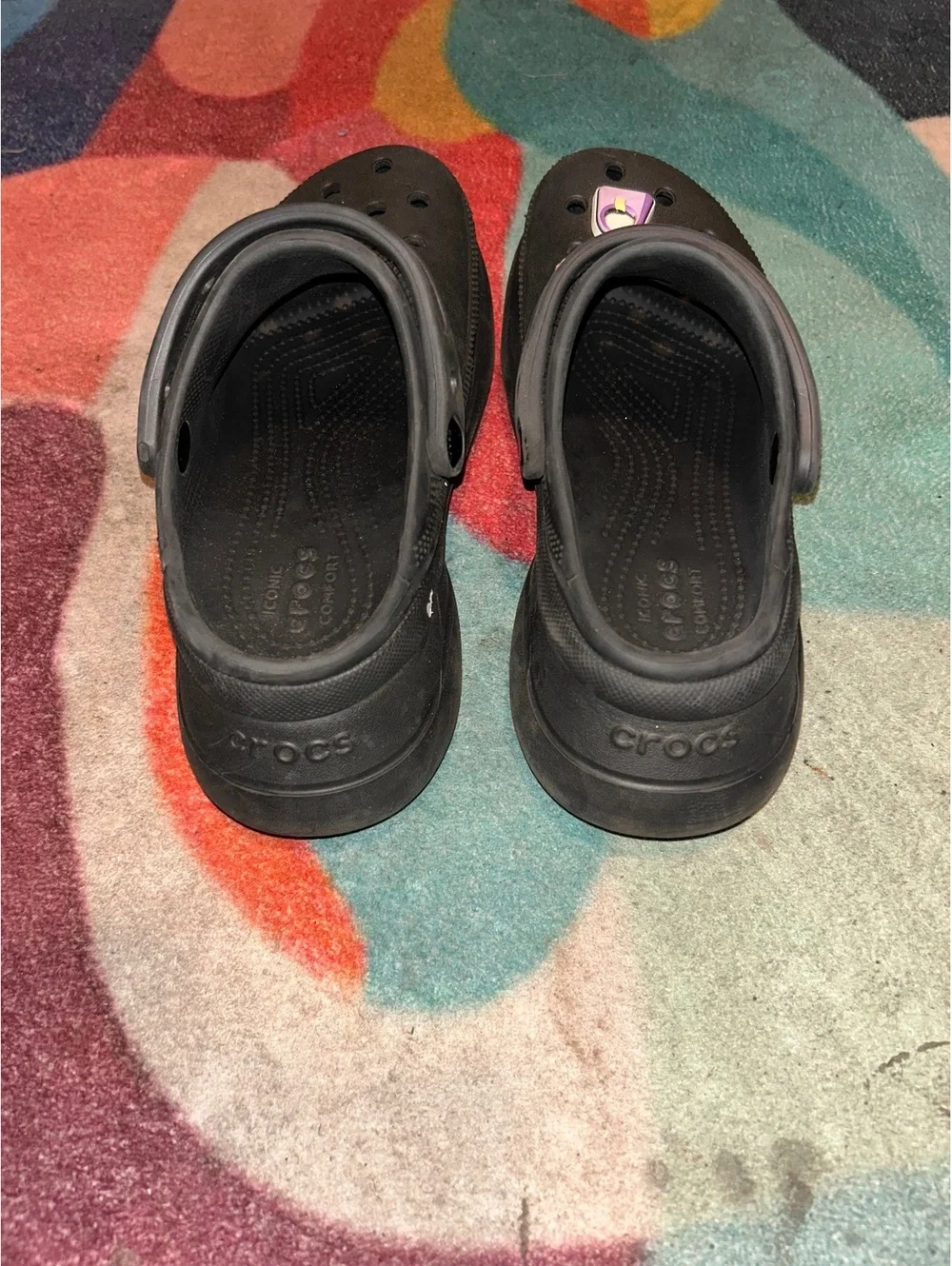 Men's Black Crocs Classic Clogs with Charms Size 10